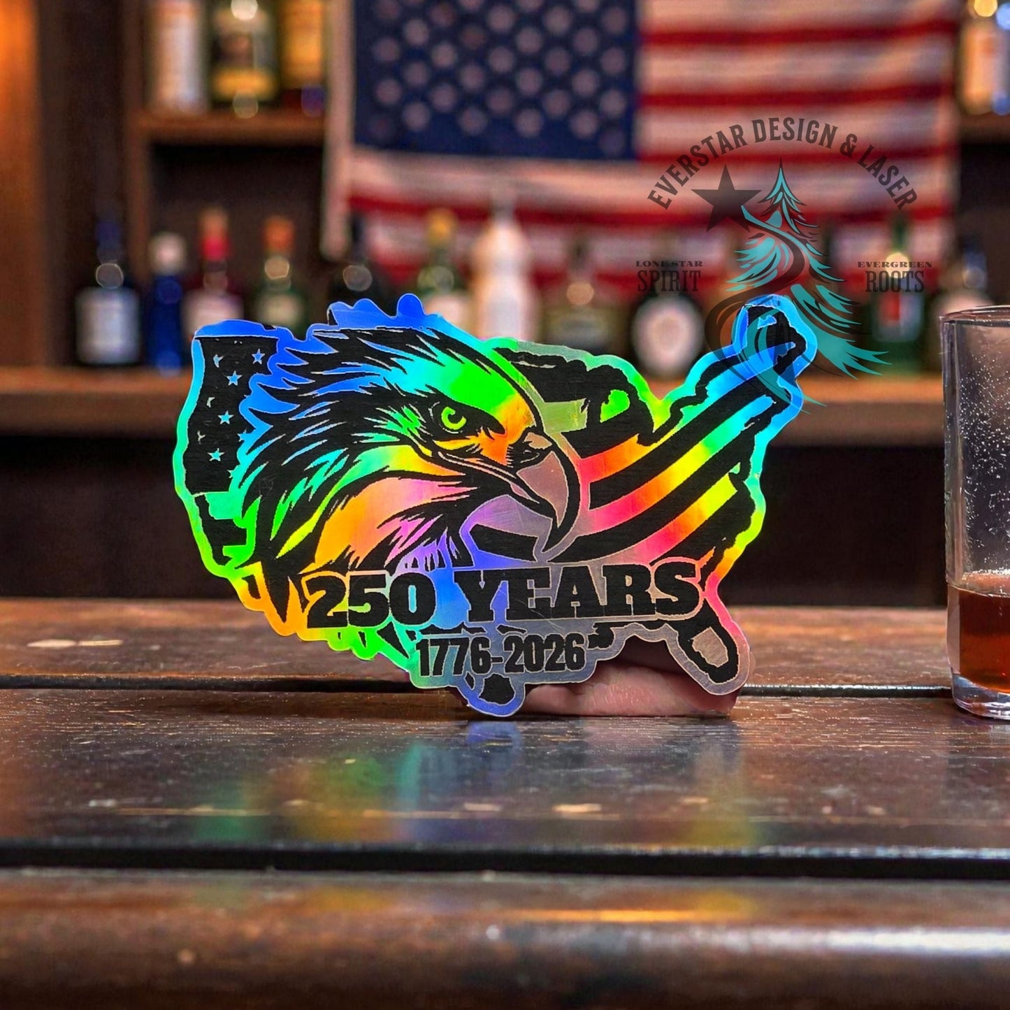 250 Years Holographic Eagle Leather Patch