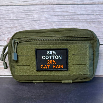 80% Cotton 20% Cat Hair Funny Morale Patch, 2x3" | Made in USA | VELCRO® Brand Hook Backing - LoneStar Adhesive