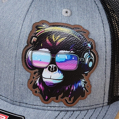 80s Monkey UV Printed Leatherette Hat Patch - MR01 - LoneStar Adhesive