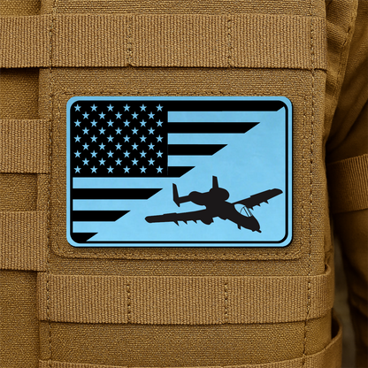 A-10 Warthog American Flag Morale Patch | Made in USA | VELCRO® Brand Hook Backing