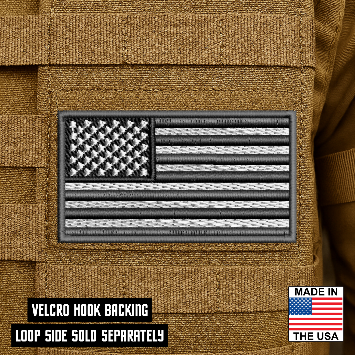 Gray Tactical American Flag VELCRO® Patch | Made in USA
