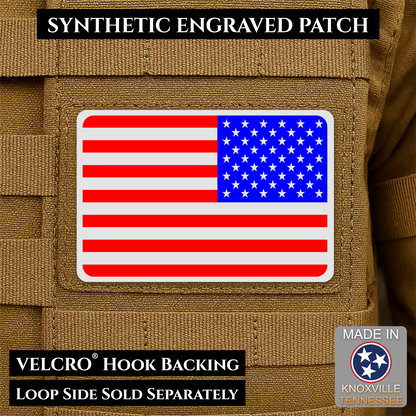 Tactical Synthetic American Flag Patch, 2x3" | Made in USA | VELCRO® Brand Hook Backing