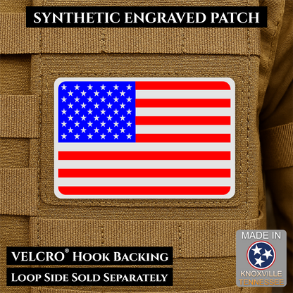 Tactical Synthetic American Flag Patch, 2x3" | Made in USA | VELCRO® Brand Hook Backing