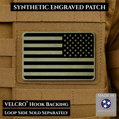 Tactical Synthetic American Flag Patch, 2x3" | Made in USA | VELCRO® Brand Hook Backing