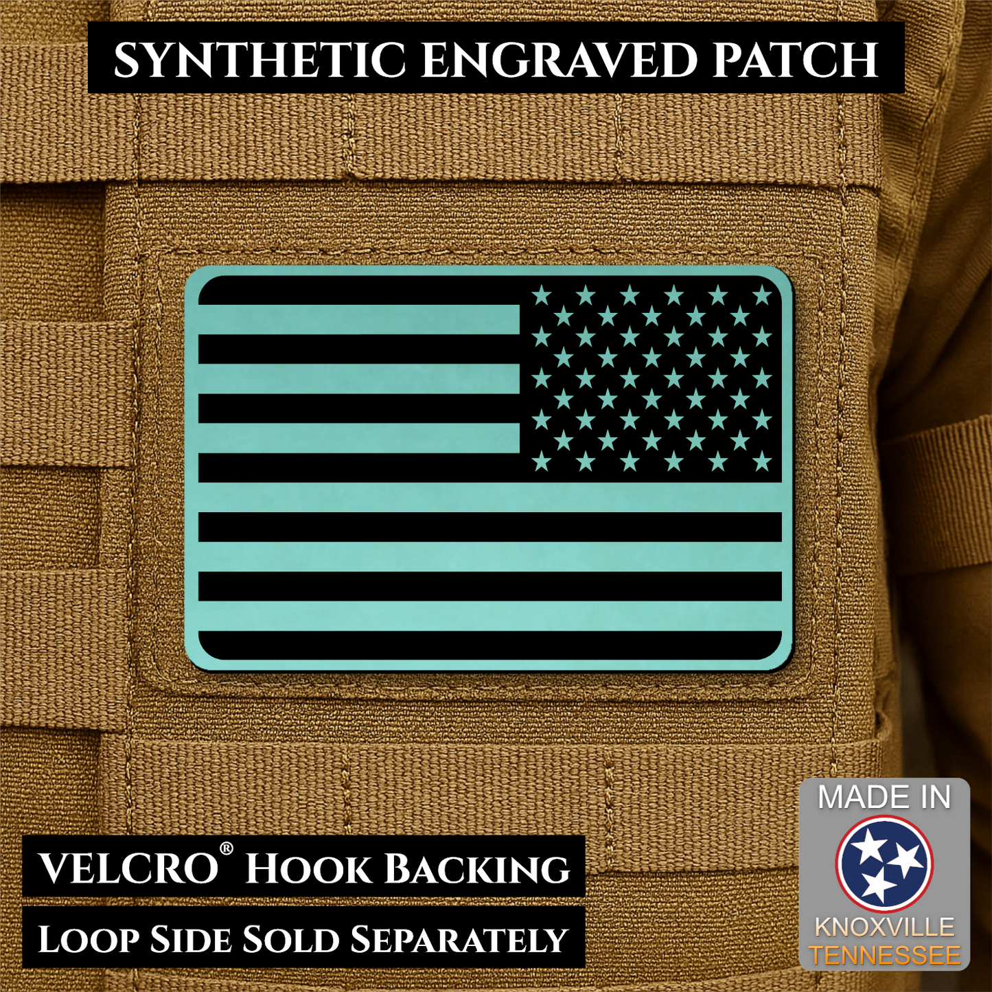 Tactical Synthetic American Flag Patch, 2x3" | Made in USA | VELCRO® Brand Hook Backing