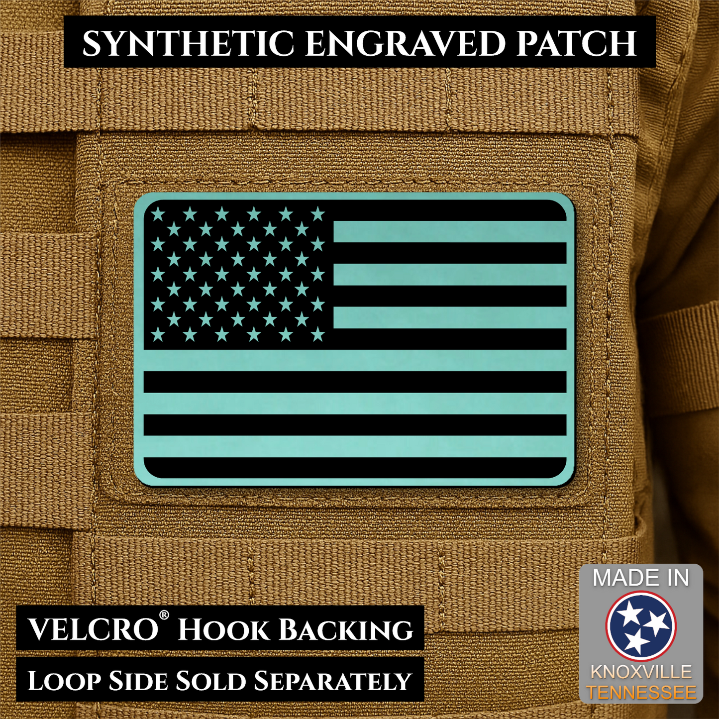 Tactical Synthetic American Flag Patch, 2x3" | Made in USA | VELCRO® Brand Hook Backing