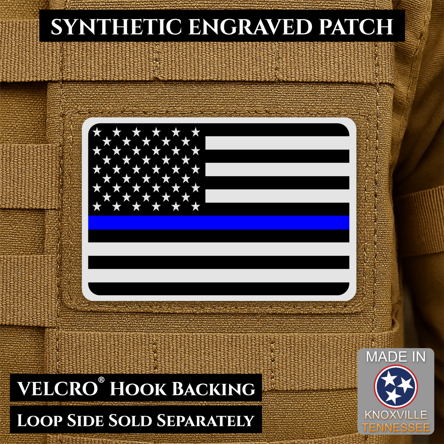 Tactical Synthetic American Flag Patch, 2x3" | Made in USA | VELCRO® Brand Hook Backing