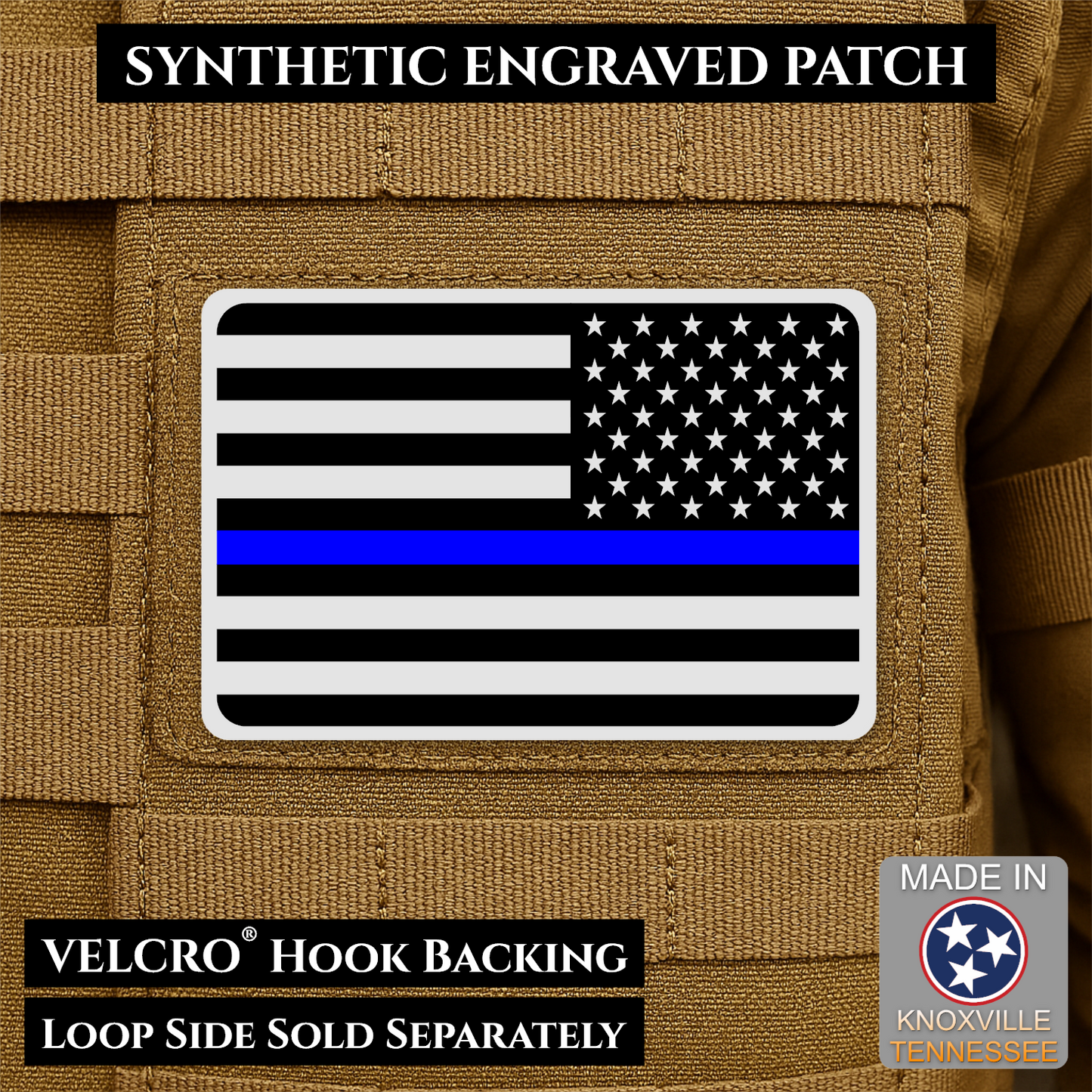 Tactical Synthetic American Flag Patch | Made in USA | VELCRO® Brand Hook Backing