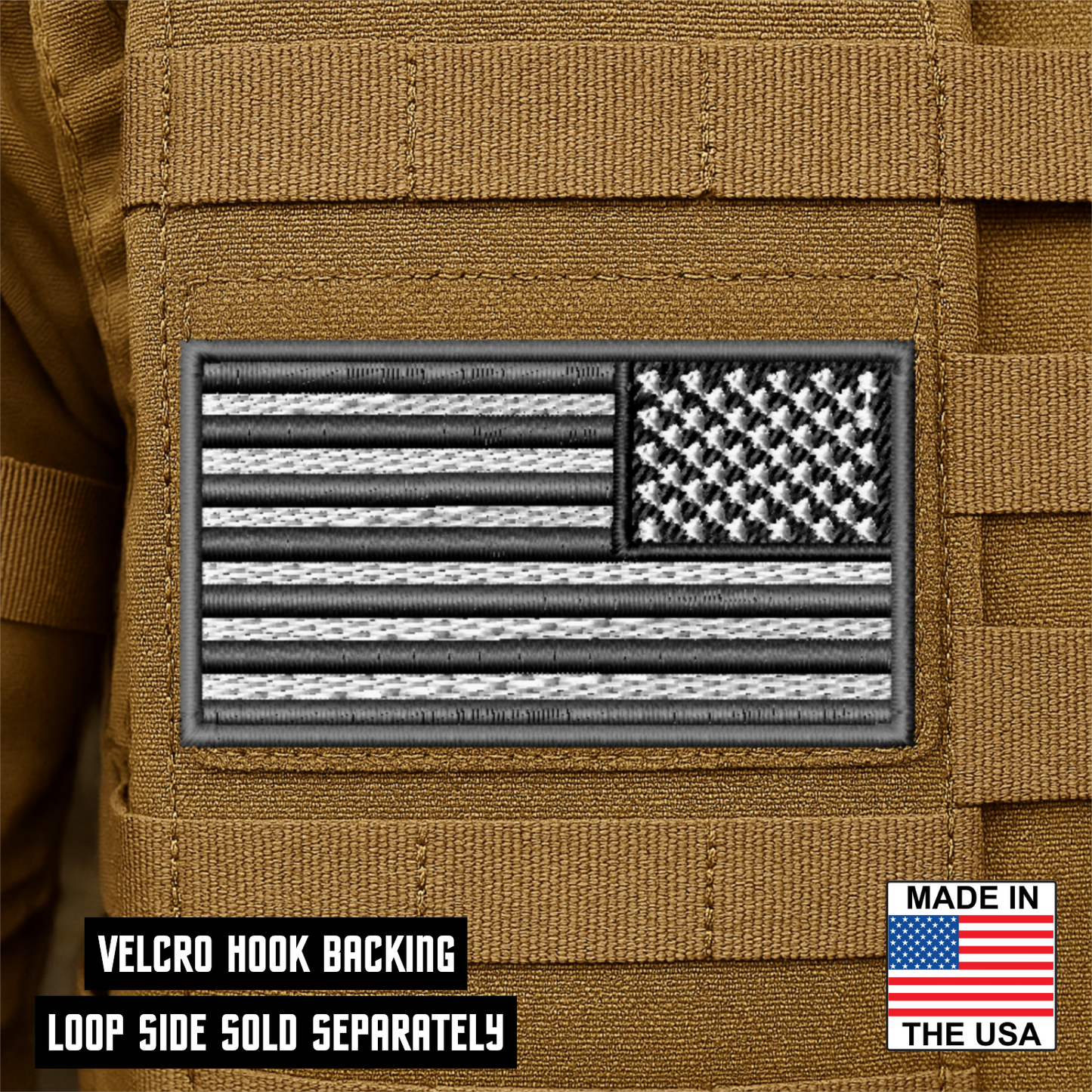 Gray Tactical American Flag VELCRO® Patch | Made in USA