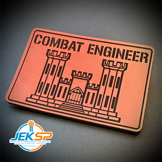 Combat Engineer Army Veteran Morale Patch, 2x3" | Made in USA | VELCRO® Brand Hook Backing