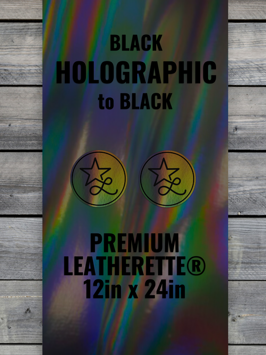 BLACK Holographic / Black Durra-Bull Premium Leatherette® Sheets (12x24)
