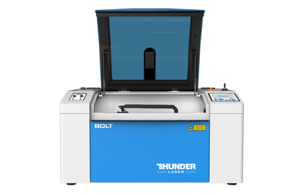 Thunder Bolt laser engraver with lid open, front view