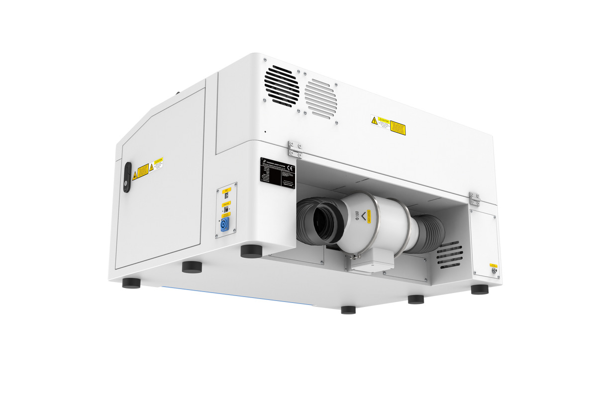 Thunder Bolt laser engraver, rear view with exhaust connection