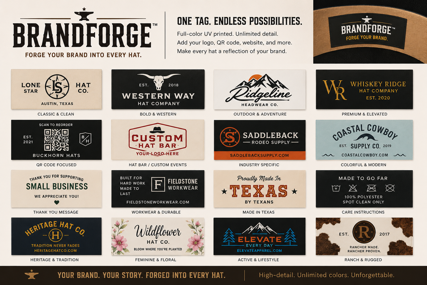 Custom Printed BrandForge™ Tags | Branding Tags for All Your Needs