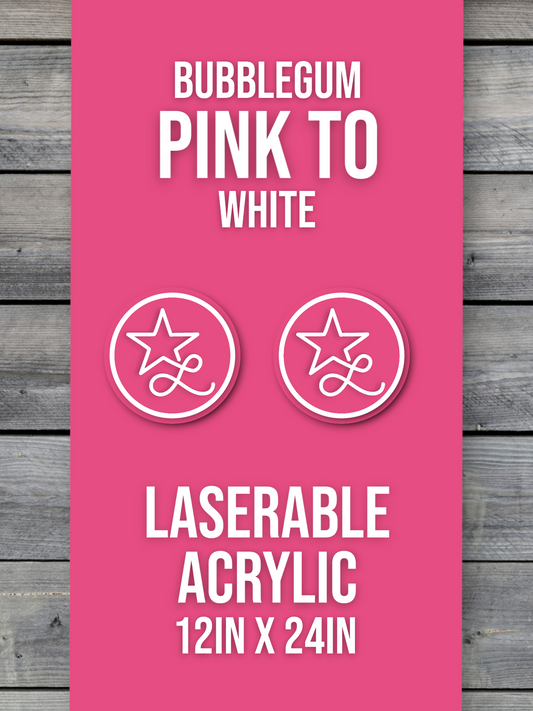 BLEMISHED Acrylic: Bubblegum/White Durra-Bull® Laserable Panels (12"x24")