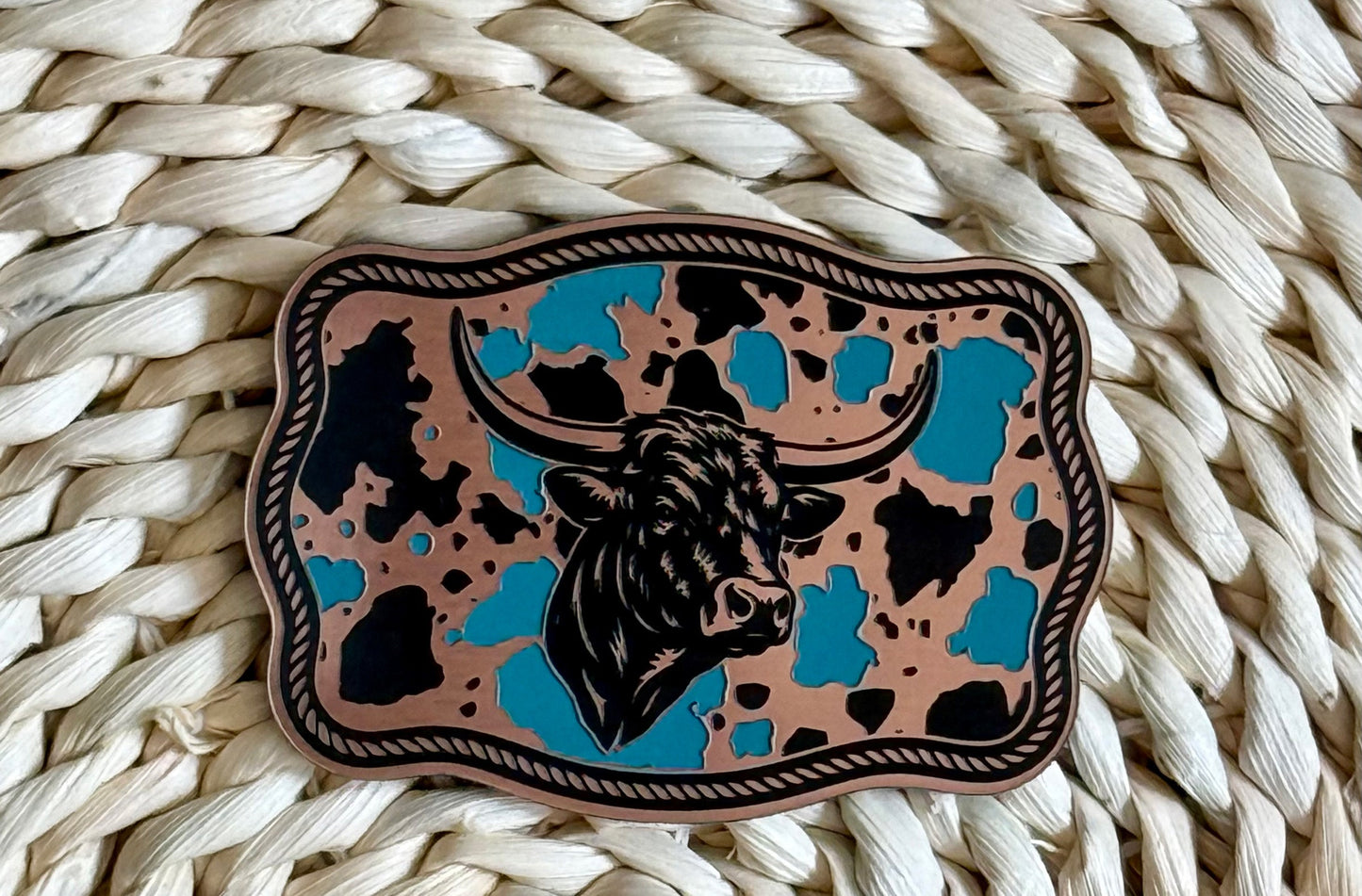 Cow and Cowhide Design Acrylic Laser Engraved Hat Patch