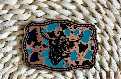 Cow and Cowhide Design Acrylic Laser Engraved Hat Patch