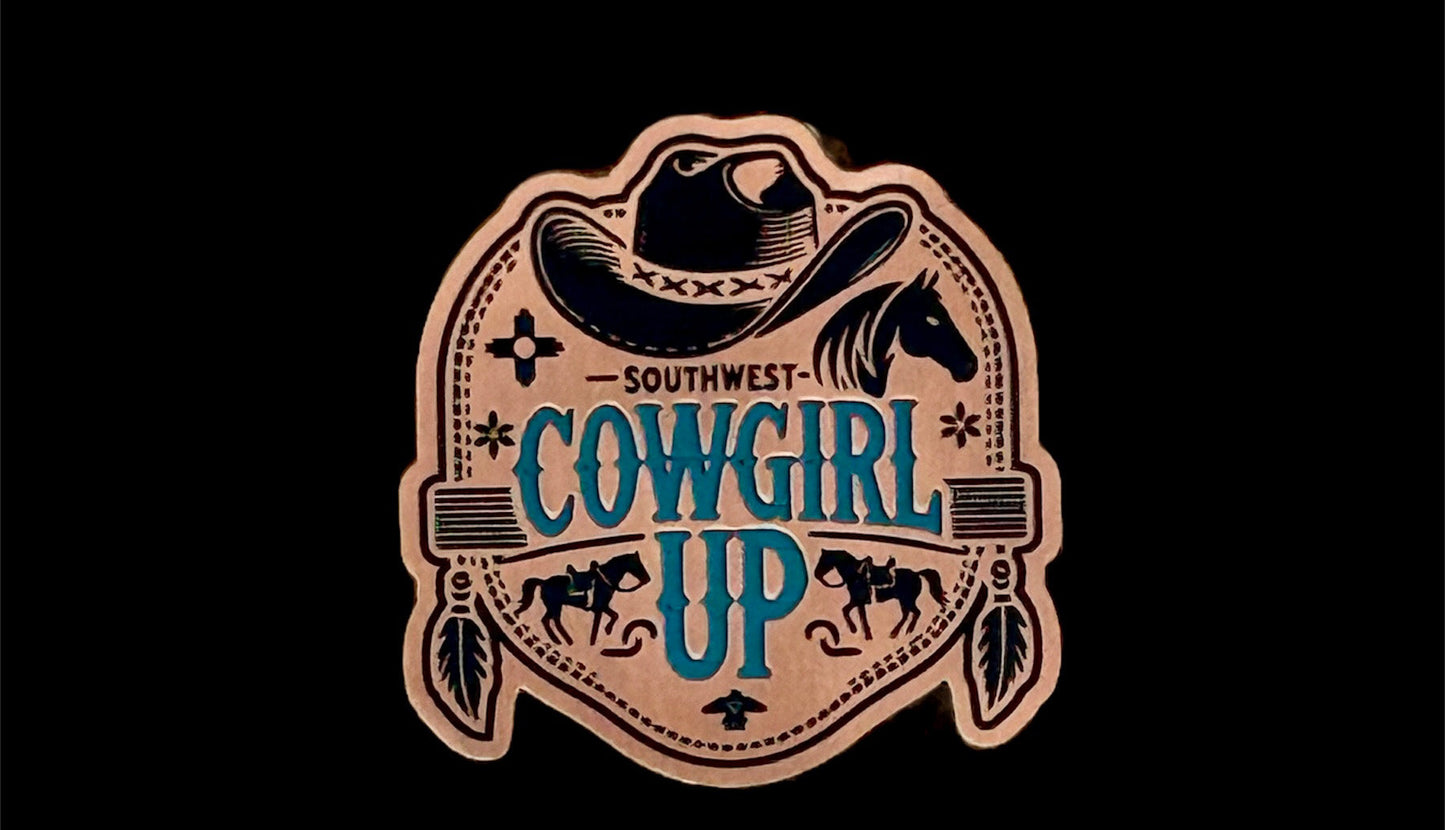 Cowgirl Up Acrylic Laser Engraved Hat Patch