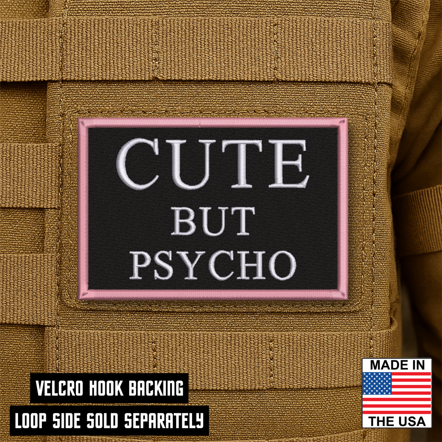 Cute But Psycho Funny Morale Patch 2"x3" Hook & Loop | Made in USA