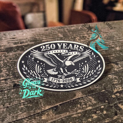 250 Years Freedom Eagle Wide Oval Leather Patch Glow in the Dark