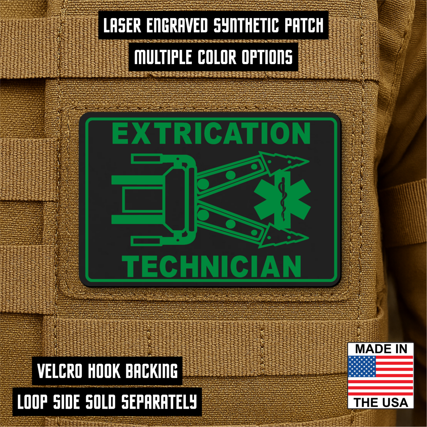 Vehicle Extrication Technician - Jaws of Life Patch – 2” x 3” Hook & Loop | Made in USA