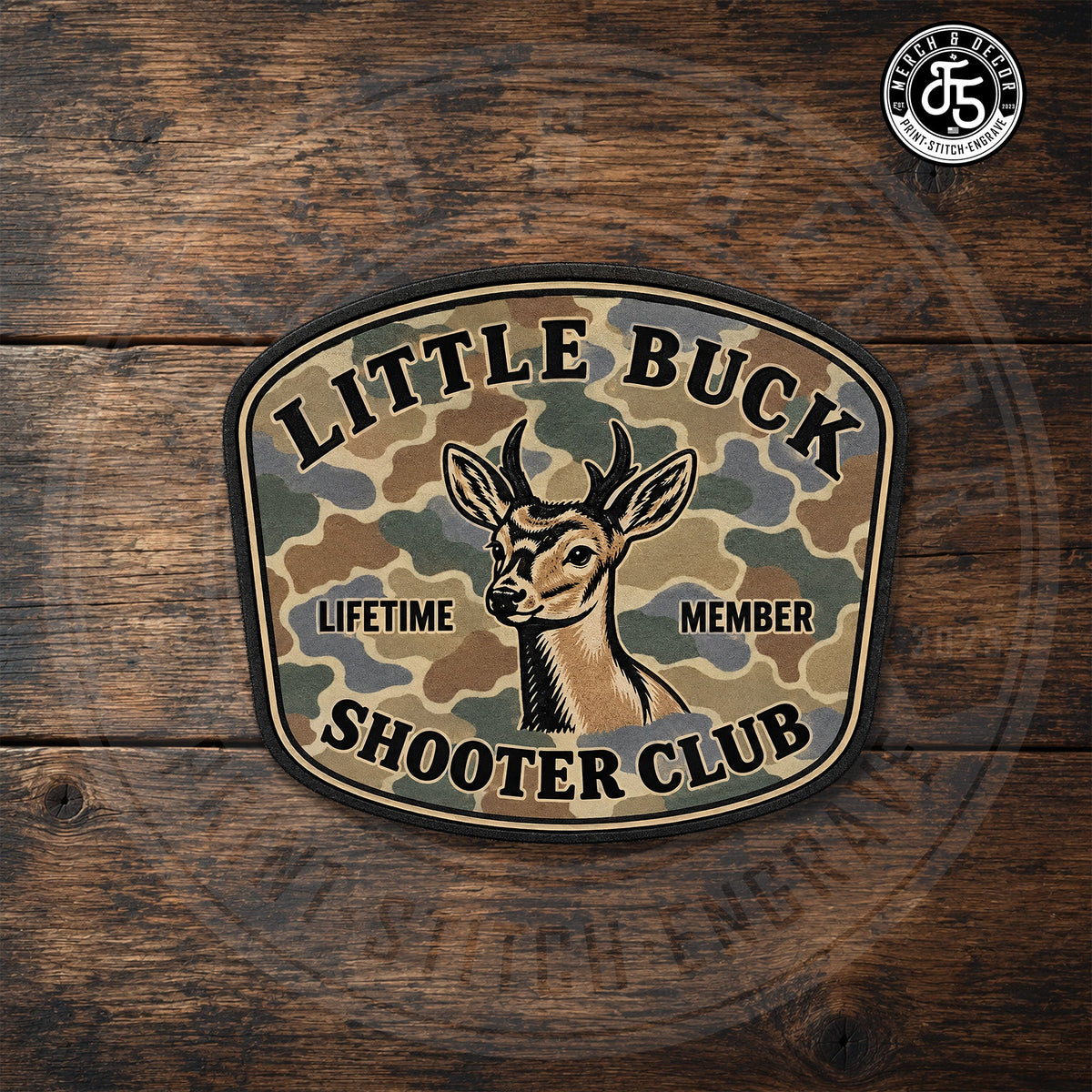Little Buck Shooter Club Backwoods Camo UV Printed Hat Patch