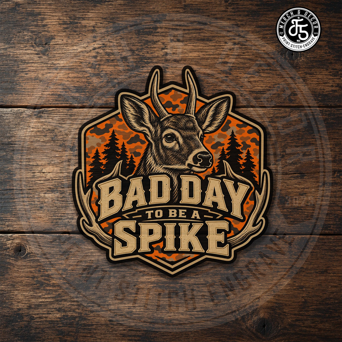Bad Day to Be a Spike Blaze Camo UV Printed Hat Patch