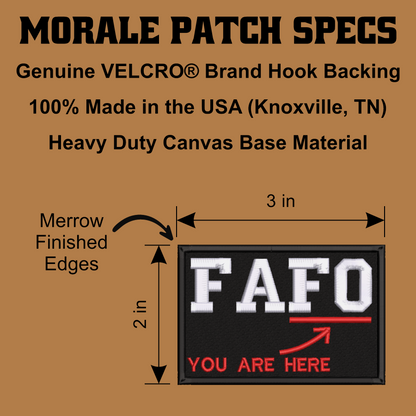 FAFO (You Are At Find Out) Funny Morale Patch, 2x3" | Made in USA | VELCRO® Brand Hook Backing