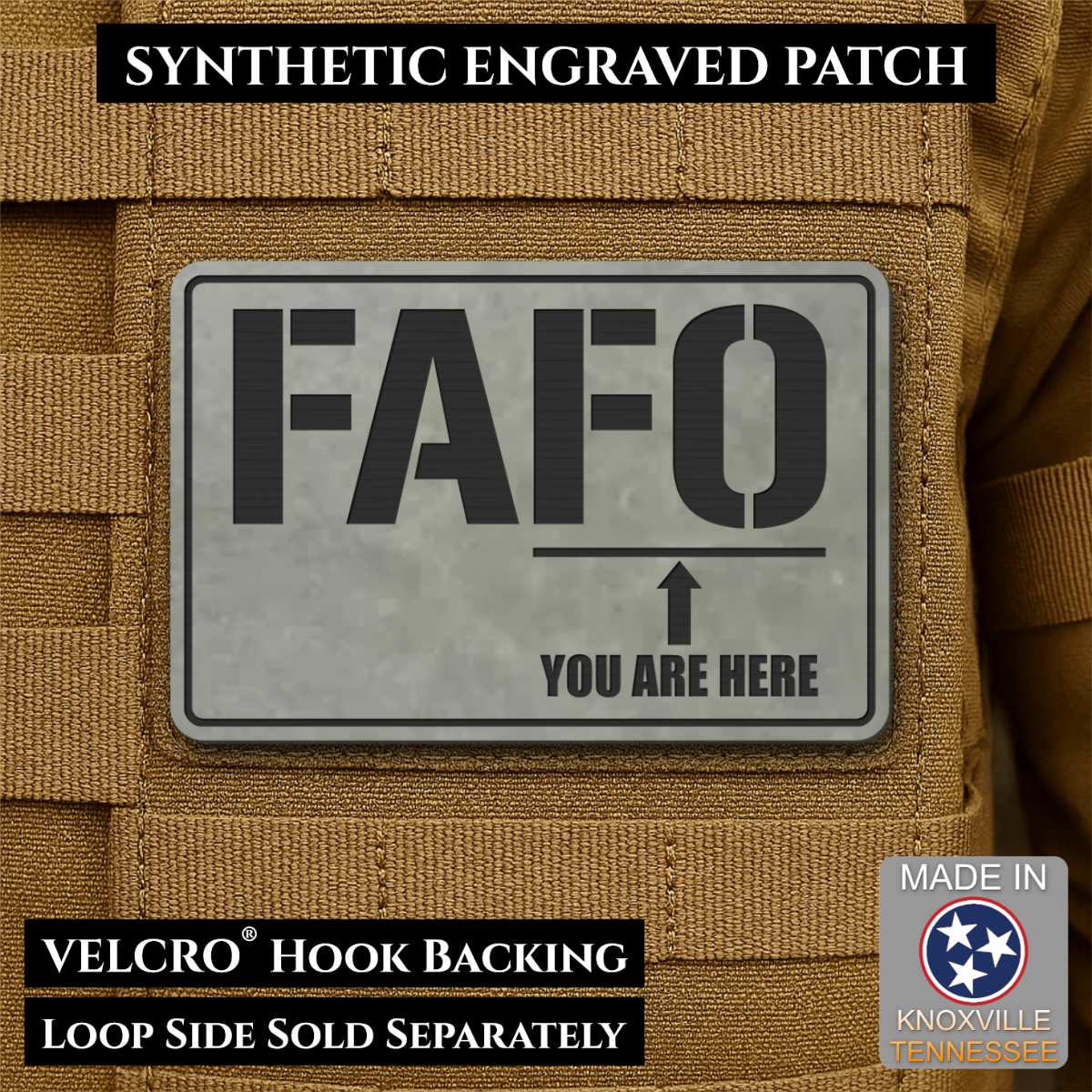 FAFO You Are Here Funny Morale Patch, 2x3" | Made in USA | VELCRO® Brand Hook Backing