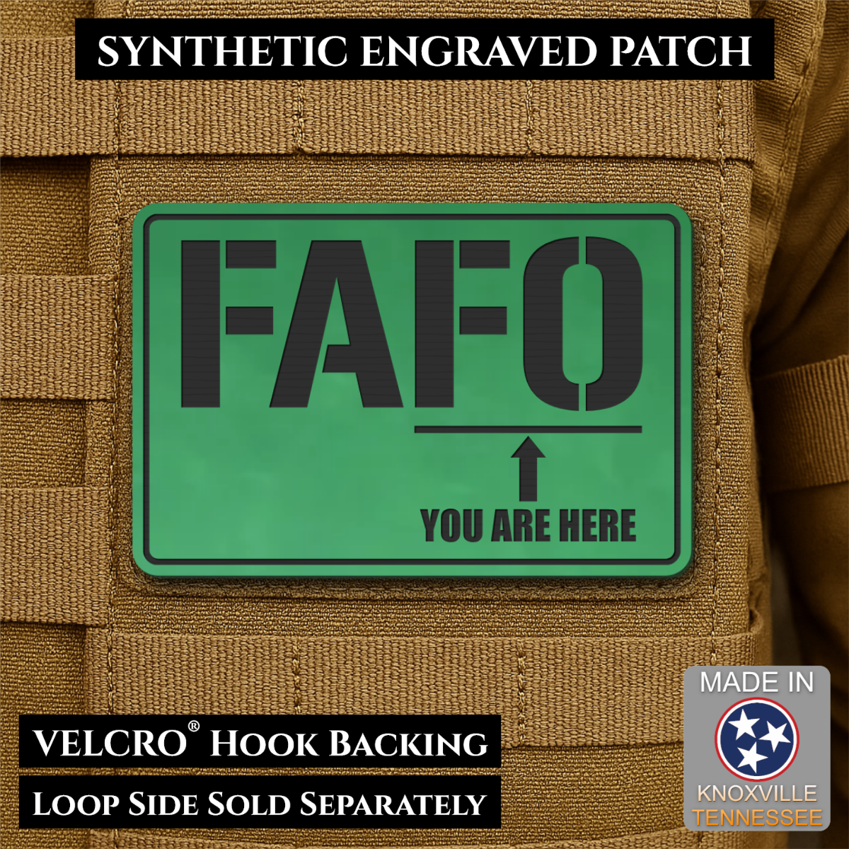FAFO You Are Here Funny Morale Patch, 2x3" | Made in USA | VELCRO® Brand Hook Backing
