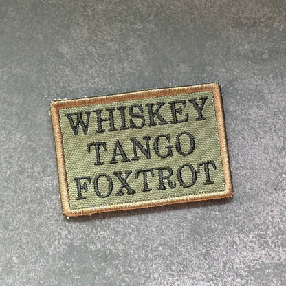 Whiskey Tango Foxtrot WTF Funny Morale Patch 2"x 3" Hook & Loop | Made in USA