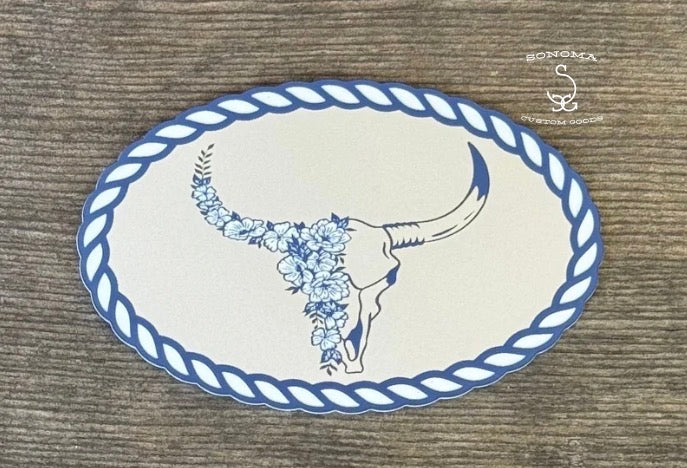 Floral Bull Skull Rope Border - 5 colors