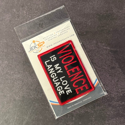 Violence Is My Love Language Funny Morale Patch, 2x3" | Made in USA | VELCRO® Brand Hook Backing