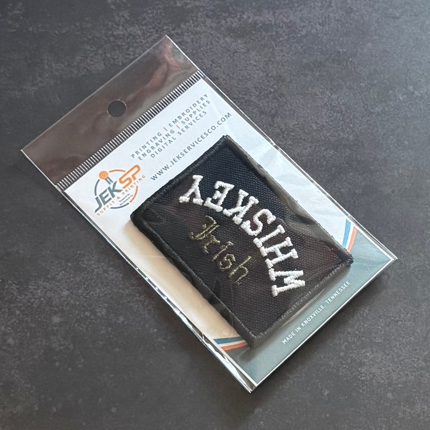 Irish Whiskey Upside Down Funny Morale Patch, 2x3" | Made in USA | VELCRO® Brand Hook Backing