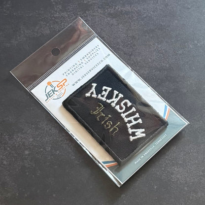 Irish Whiskey Upside Down Funny Morale Patch, 2x3" | Made in USA | VELCRO® Brand Hook Backing