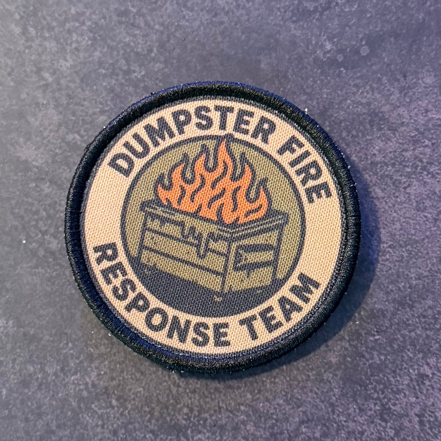 Dumpster Fire Response Team Funny Tactical Morale Patch, 3" Round | Made in USA | VELCRO® Brand Hook Backing