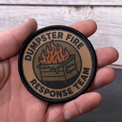 Dumpster Fire Response Team Funny Tactical Morale Patch, 3" Round | Made in USA | VELCRO® Brand Hook Backing