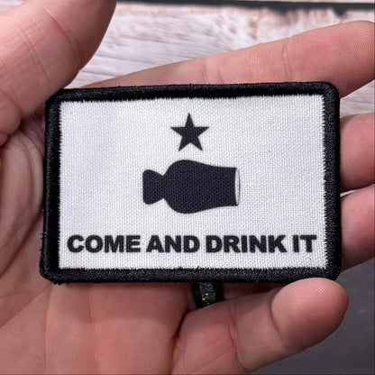 Bourbon Whiskey Come and Drink It Funny Morale Patch, 2x3" | Made in USA | VELCRO® Brand Hook Backing