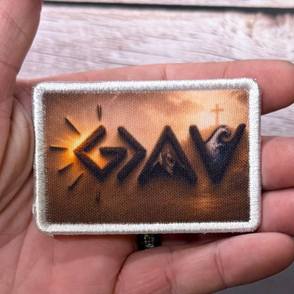God Is Greater Than the Highs and Lows Morale Patch, 2x3" | Made in USA | VELCRO® Brand Hook Backing