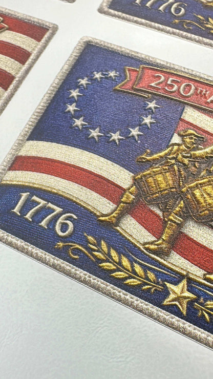 250th Anniversary UV Printed Leatherette Hat Patch – 1776–2026 America Birthday Patch – Patriotic Trucker Hat Patch – USA 250th Celebration