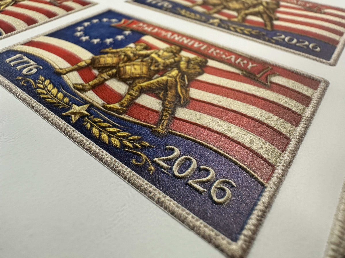 250th Anniversary UV Printed Leatherette Hat Patch – 1776–2026 America Birthday Patch – Patriotic Trucker Hat Patch – USA 250th Celebration