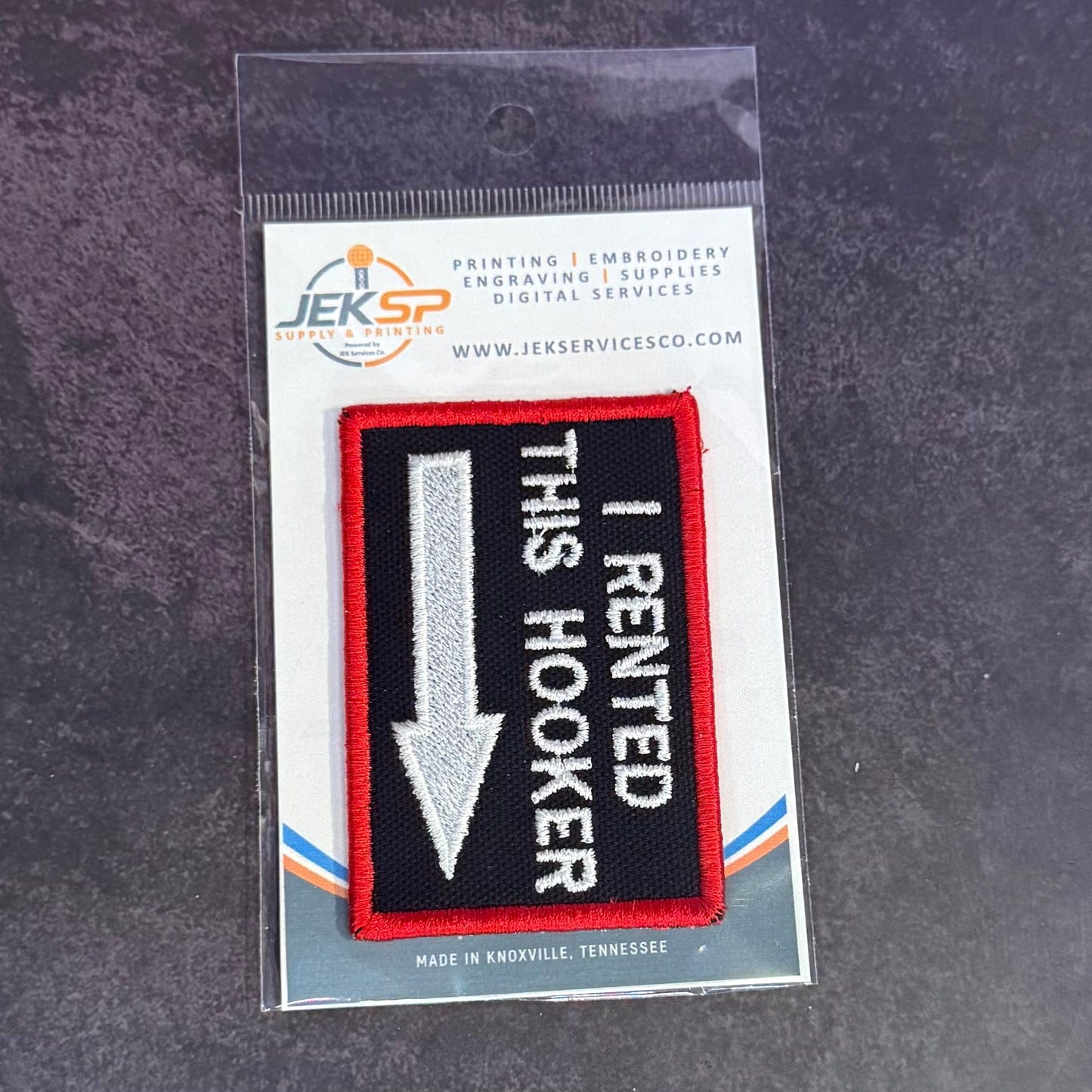 I Rented This Hooker Funny Morale Patch, 2x3" | Made in USA | VELCRO® Brand Hook Backing