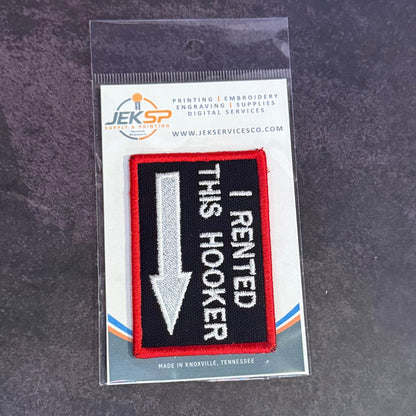 I Rented This Hooker Funny Morale Patch, 2x3" | Made in USA | VELCRO® Brand Hook Backing