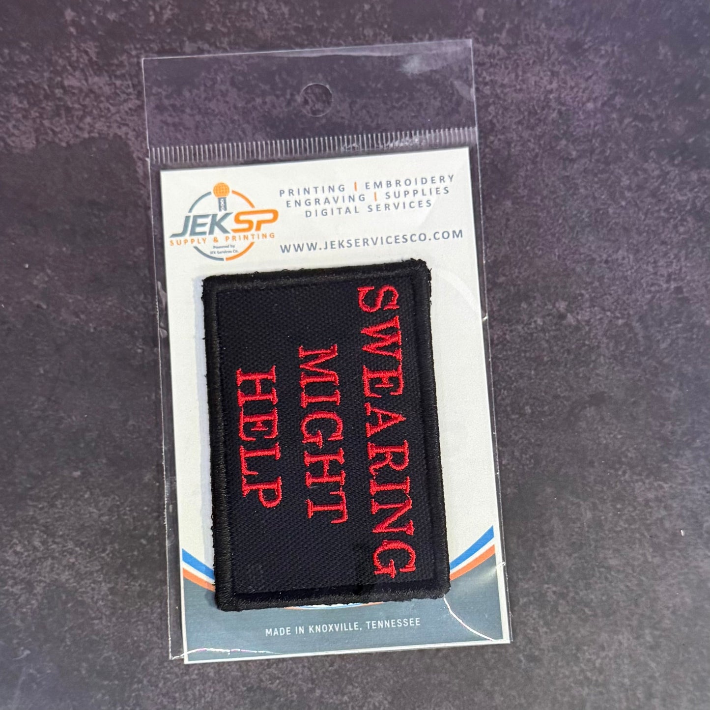 Swearing Might Help Funny Morale Patch, 2x3" | Made in USA | VELCRO® Brand Hook Backing