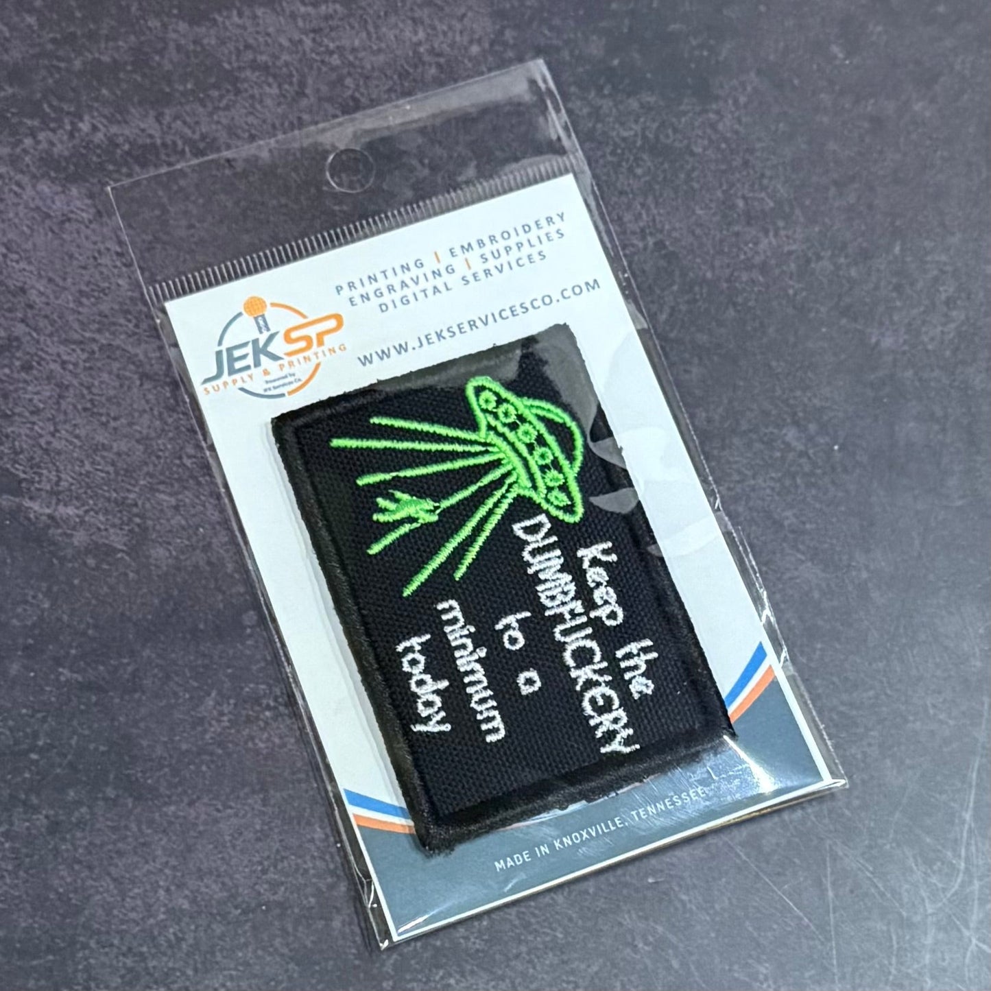 Keep the Dumbfuckery To A Minimum Funny Morale Patch, 2x3" | Made in USA | VELCRO® Brand Hook Backing
