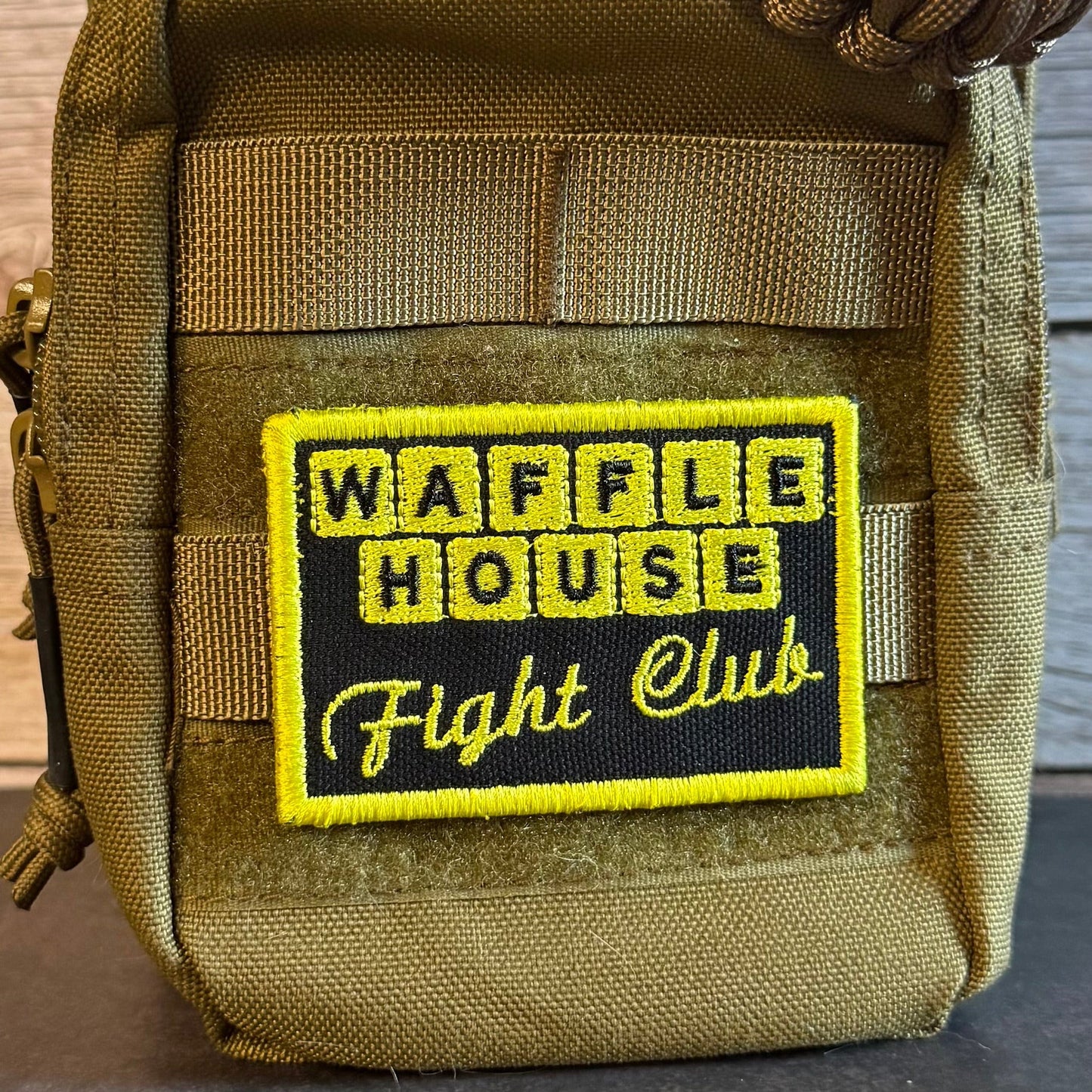 Waffle House Fight Club Funny Morale Patch, 2x3" | Made in USA | VELCRO® Brand Hook Backing