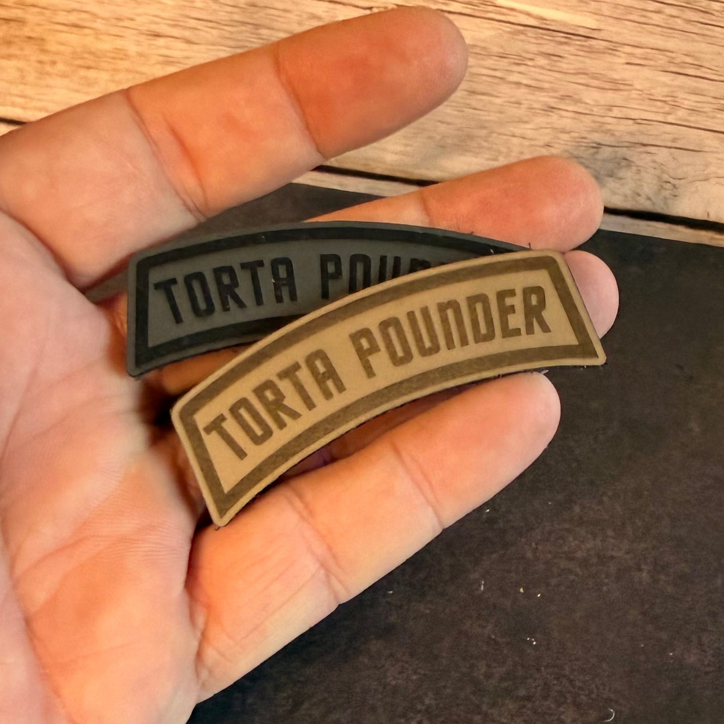 Torta Pounder Rocker Tab Funny Morale Patch, 1x2.6" | Made in USA | VELCRO® Brand Hook Backing