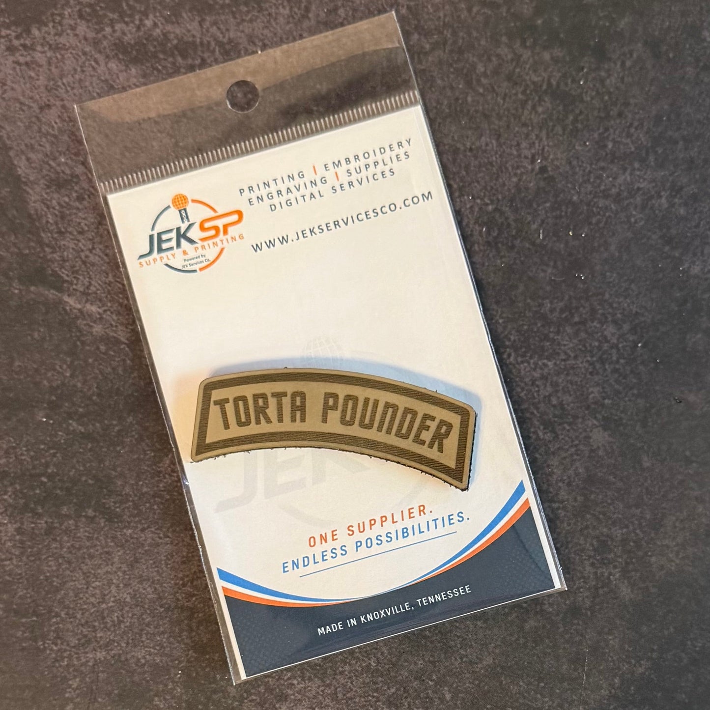 Torta Pounder Rocker Tab Funny Morale Patch, 1x2.6" | Made in USA | VELCRO® Brand Hook Backing