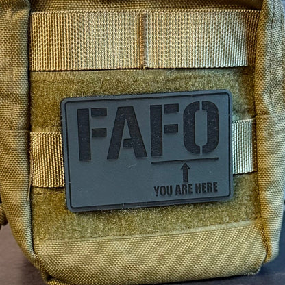 FAFO You Are Here Funny Morale Patch, 2x3" | Made in USA | VELCRO® Brand Hook Backing