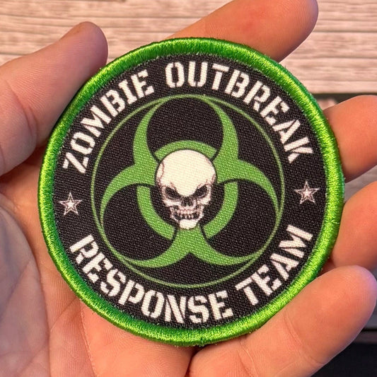 Zombie Outbreak Response Team Funny Morale Patch, 3" Round | Made in USA | VELCRO® Brand Hook Backing